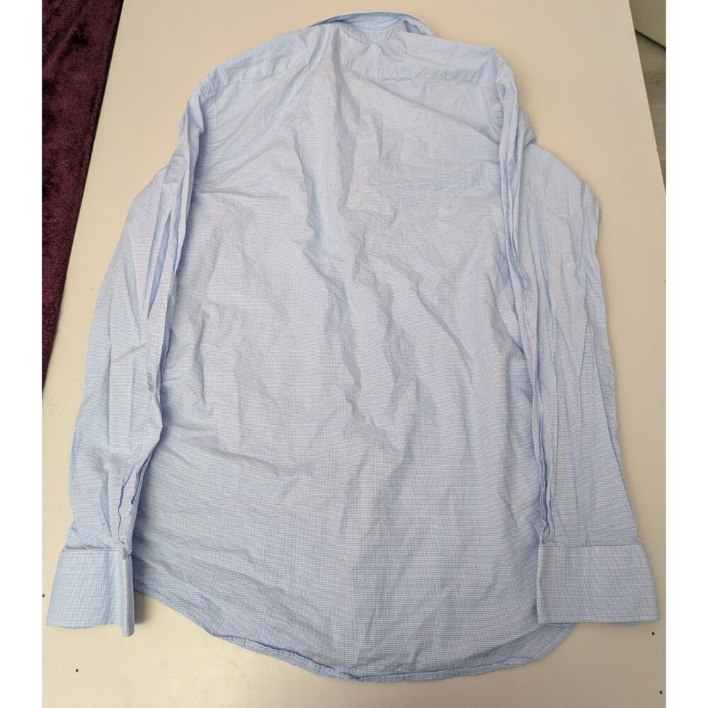 SUITSUPPLY Mens Blue Gingham Dress Shirt Size 42 16.5 Egyptian Cotton Spread